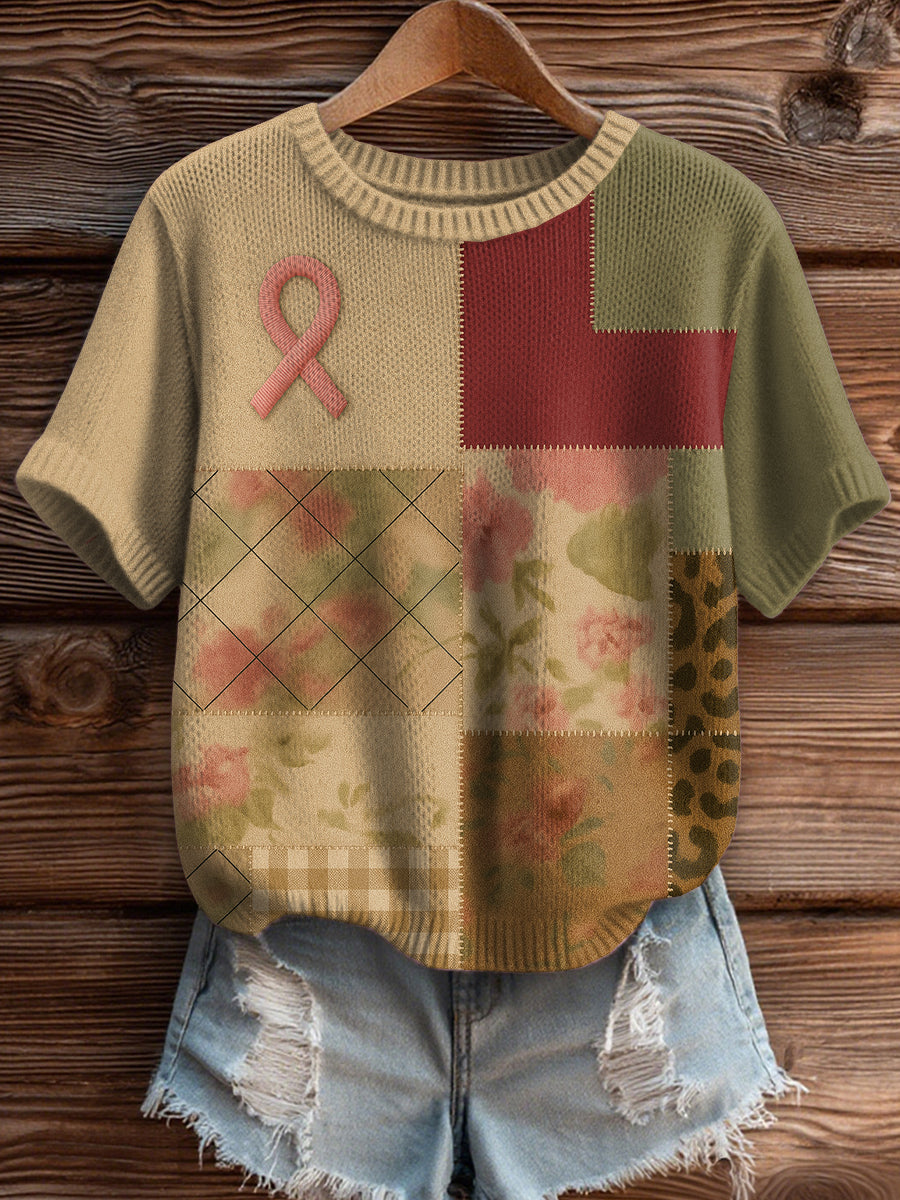 Patchwork-Pullover mit Brustkrebs bewusstsein für Frauen