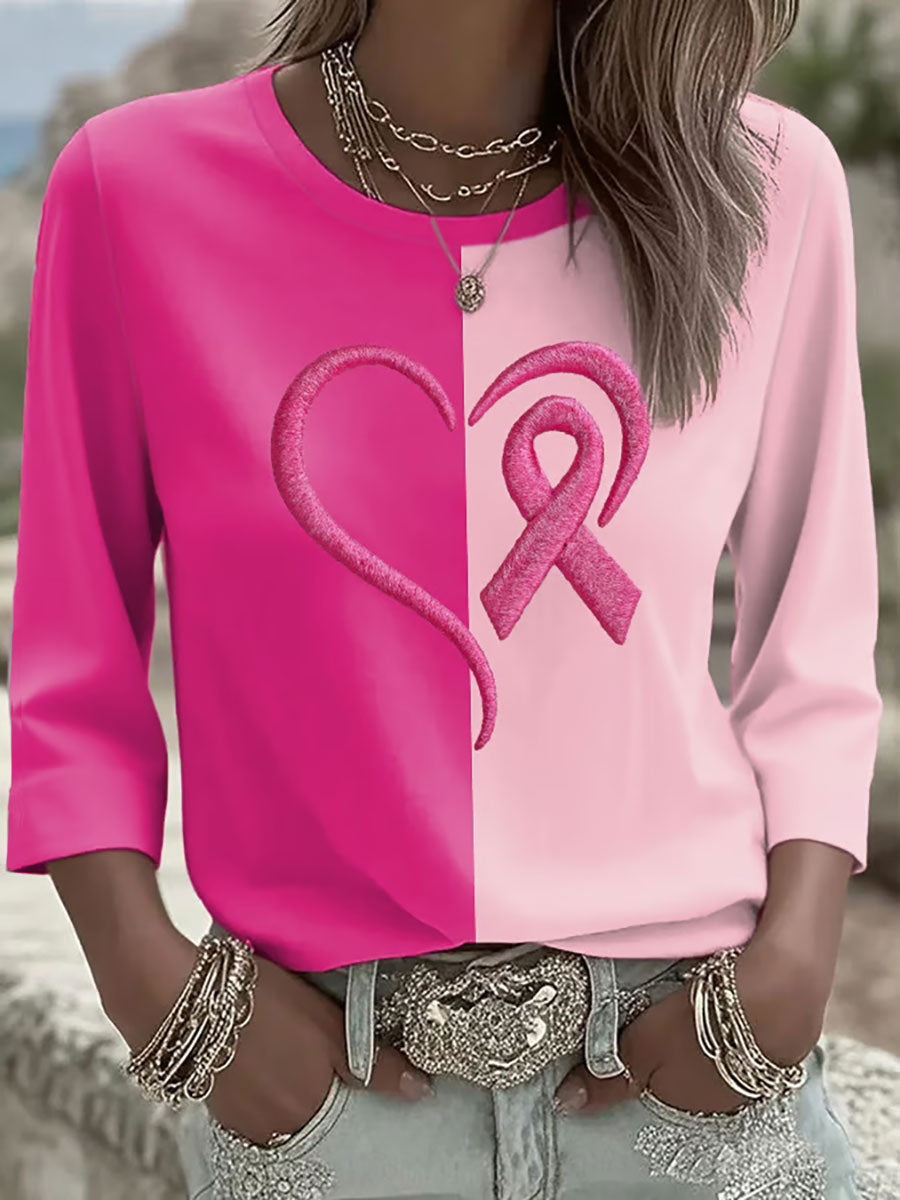Damen-T-Shirt mit rosa Farbband druck