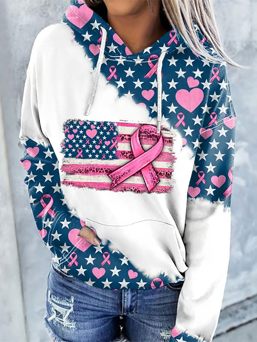 Frauen Brustkrebs Bewusstsein Pink Ribbon Print Casual Hoodie