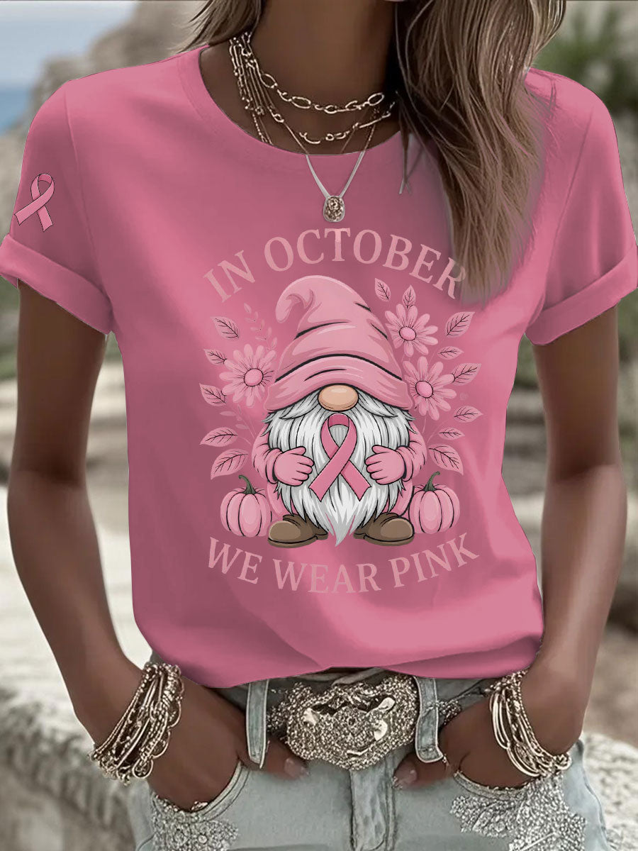 Frauen Brustkrebs Bewusstsein im Oktober Wir tragen Rosa Print Casual T-Shirt