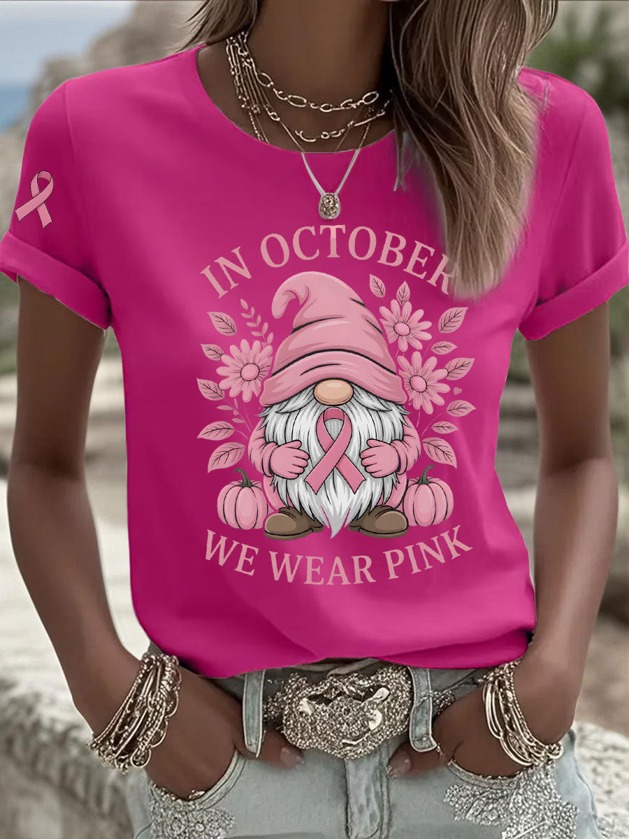 Frauen Brustkrebs Bewusstsein im Oktober Wir tragen Rosa Print Casual T-Shirt