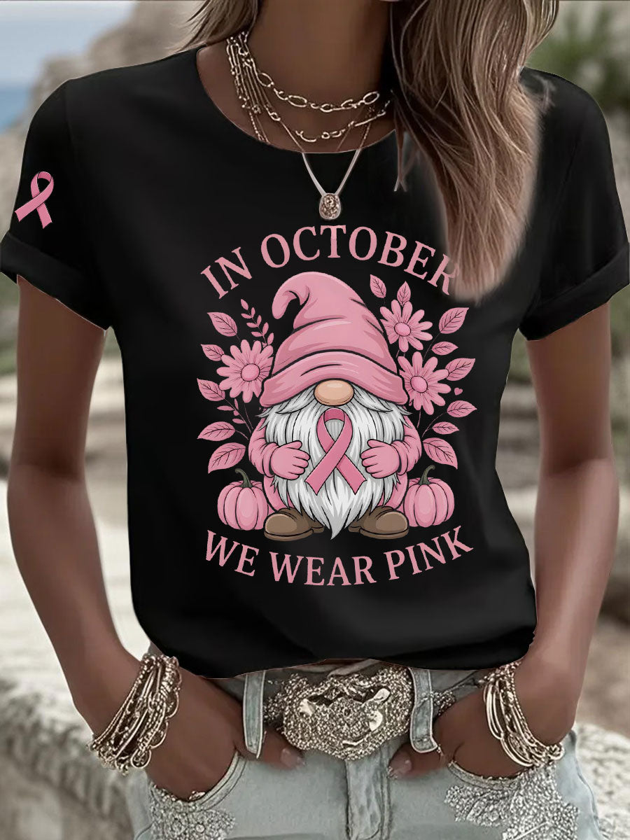 Frauen Brustkrebs Bewusstsein im Oktober Wir tragen Rosa Print Casual T-Shirt