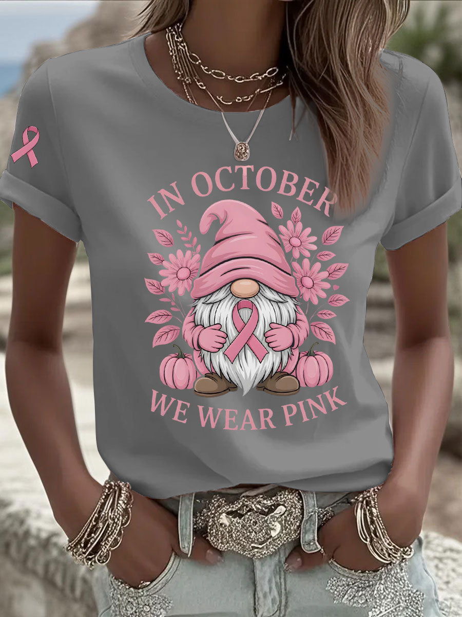 Frauen Brustkrebs Bewusstsein im Oktober Wir tragen Rosa Print Casual T-Shirt