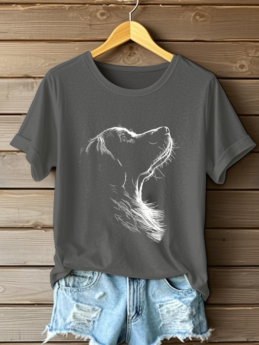 Damen Golden Retriever bedrucktes lässiges T-Shirt