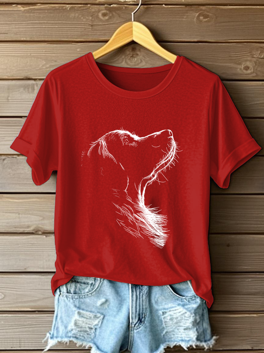 Damen Golden Retriever bedrucktes lässiges T-Shirt