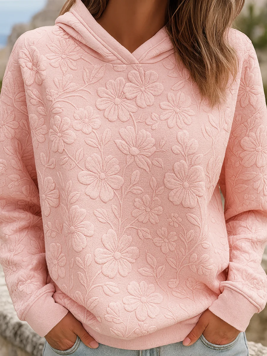 Damen Sweatshirt mit rosa Kunst und Blumen