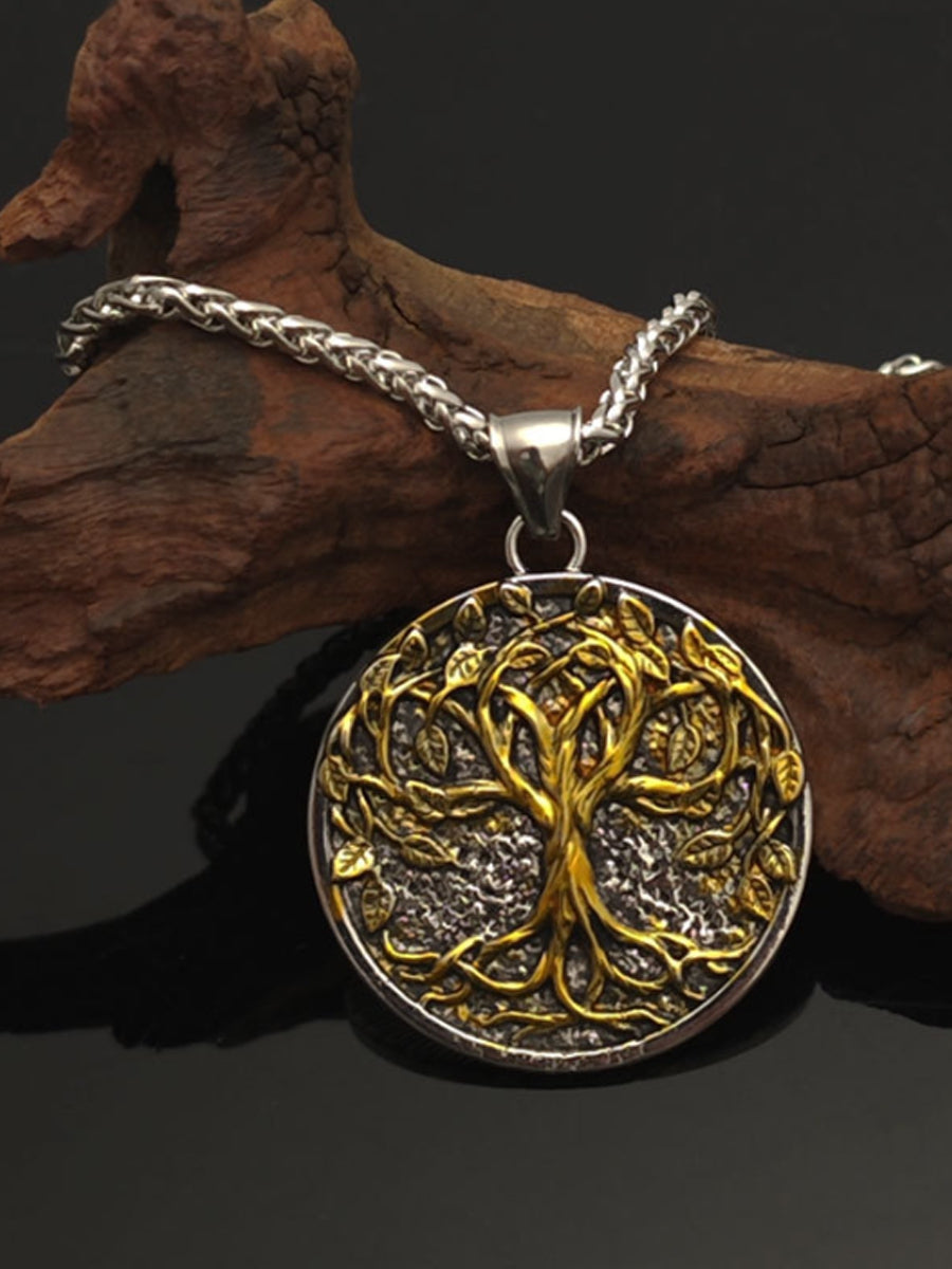 Nordic Vintage Viking Rune Baum des Lebens Anhänger Halskette
