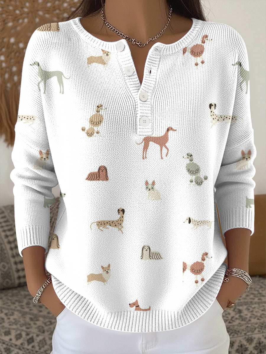 Damen-Strick oberteil mit niedlichem Tier druck
