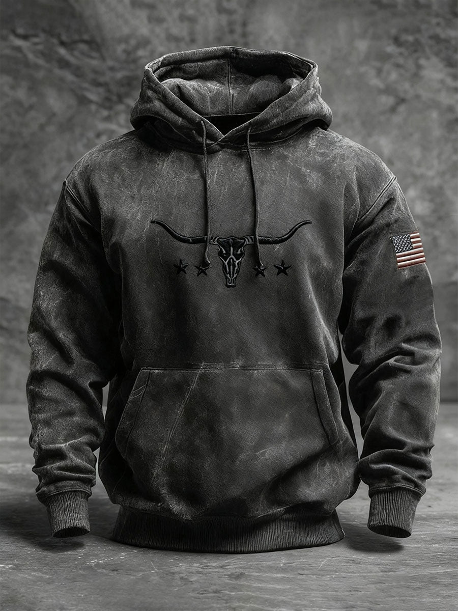 Männer Western Bull Skull Hoodie