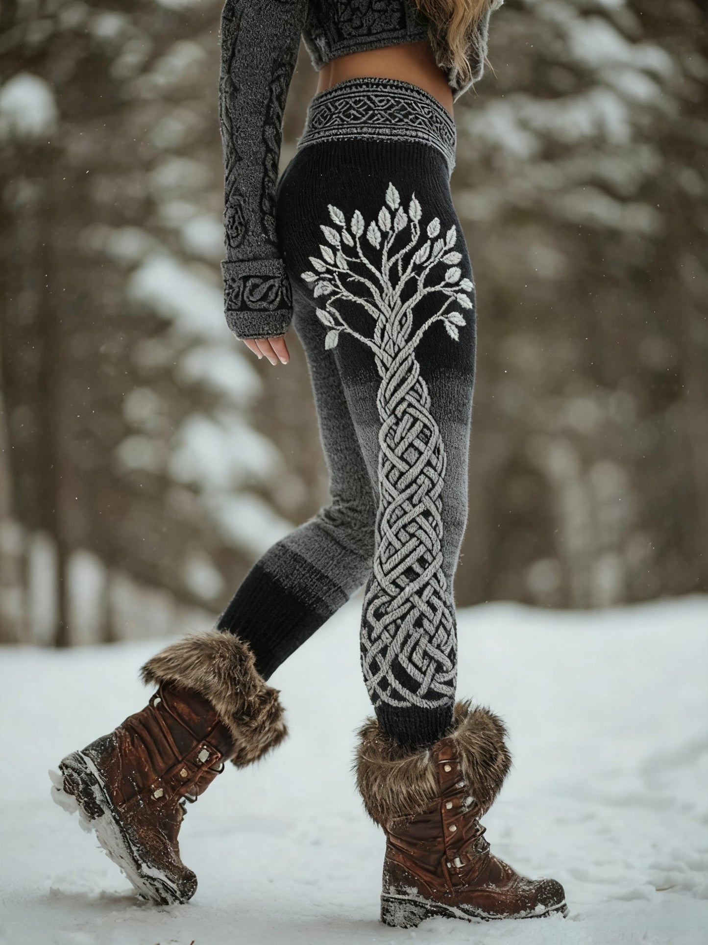 Frauen Wikinger Baum des Lebens Muster Gemütliche Leggings