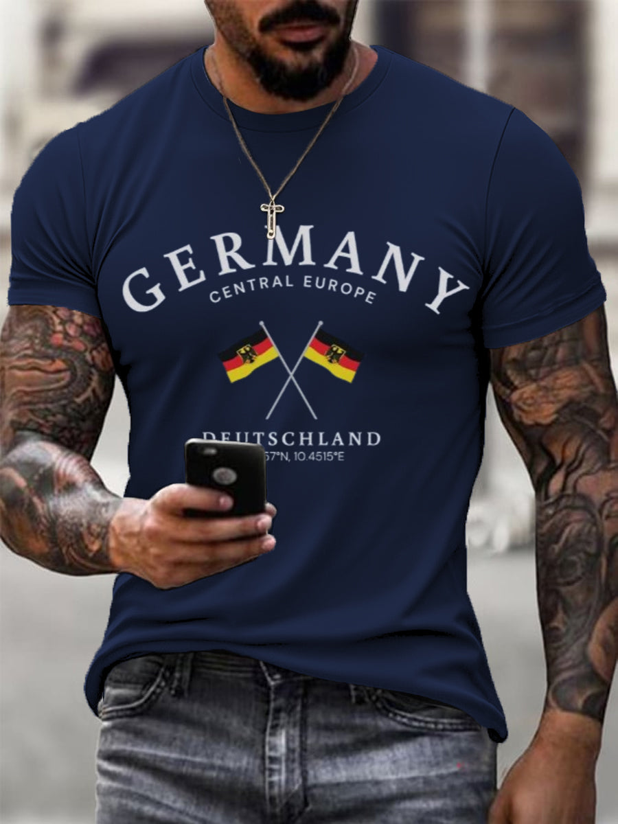 Männer Marine Deutschland Flagge & Koordinaten Druck T - Shirt