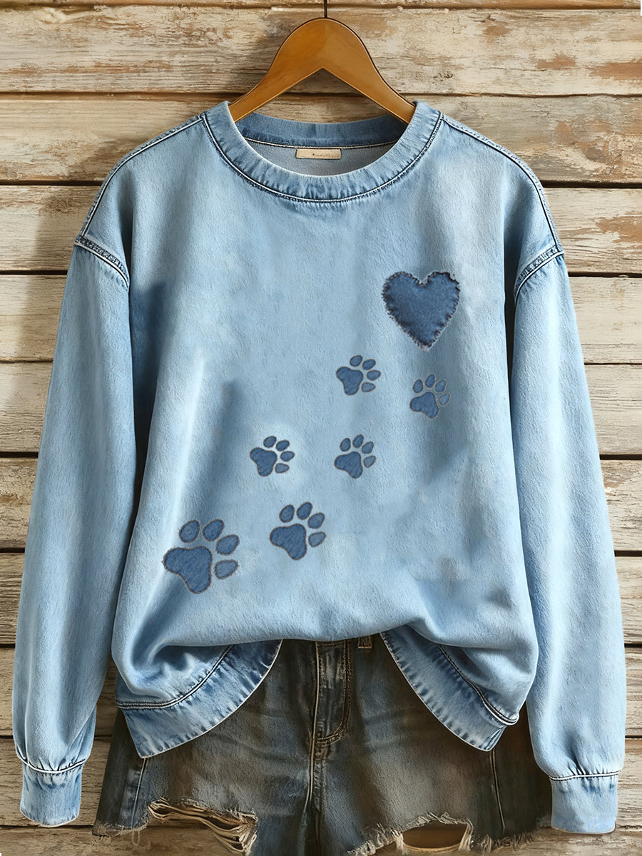 Damen-Hunde-Pfoten-Sweatshirt