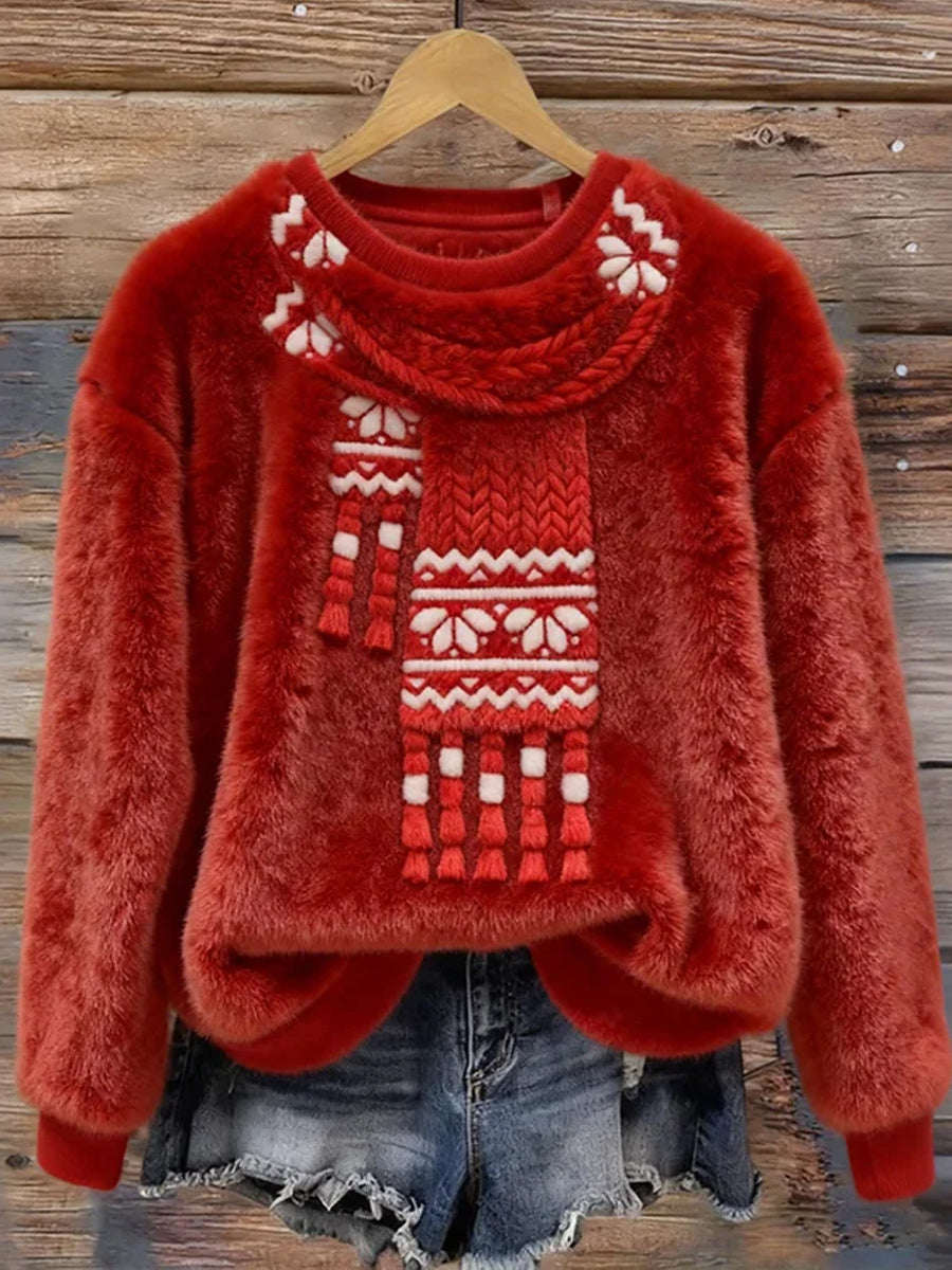 Damen Retro Tier Weihnachts kunst Print Casual Flanell Top