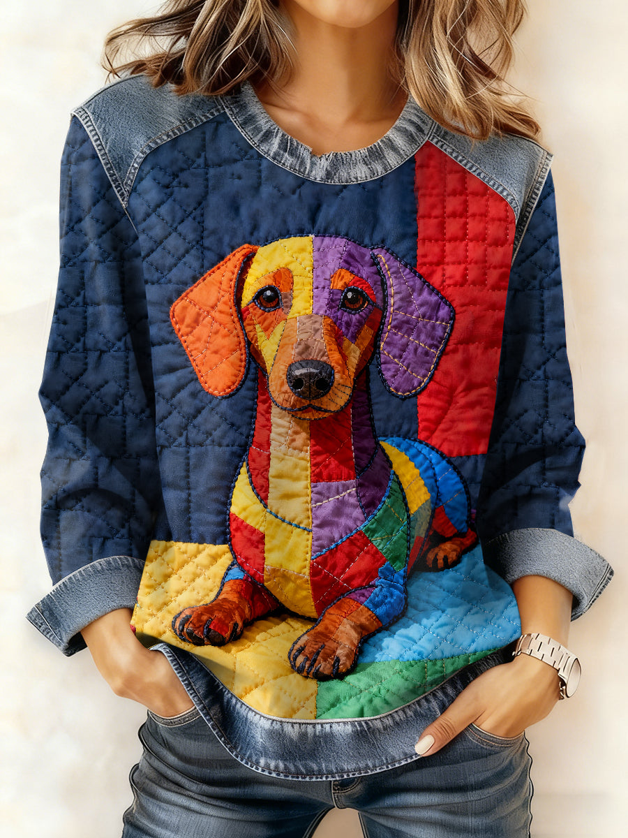 Damen-Sweatshirt mit lässiger Patchwork-Tier druck mit Kapuze