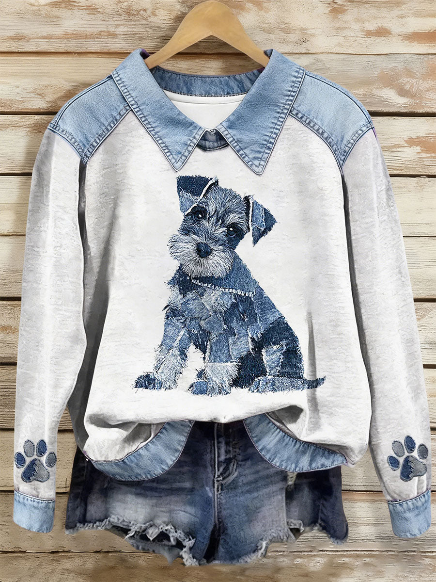 Damen Hund Kunstdruck Casual Top