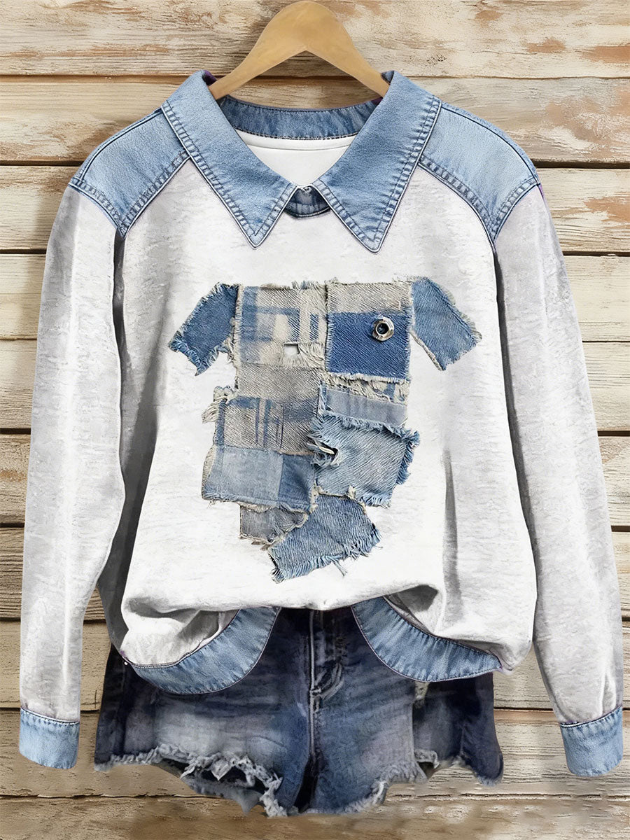 Damen Hund Kunstdruck Casual Top