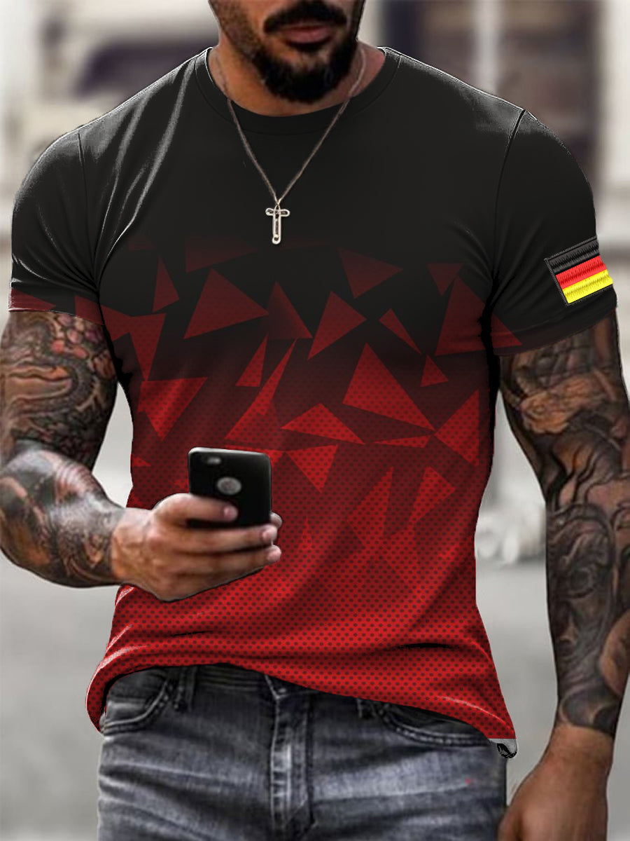 Herren-T-Shirt mit rot geometrischer Deutschland-Flagge