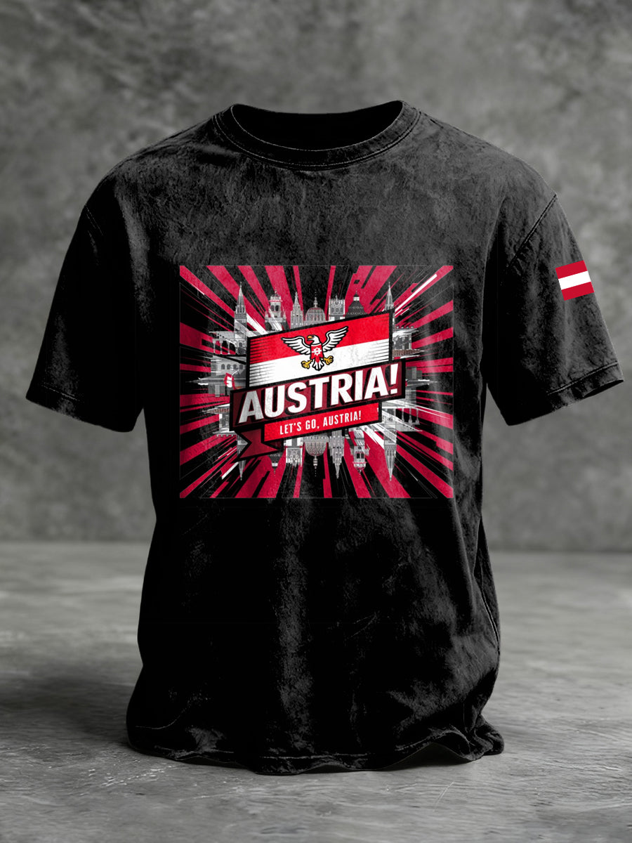 Retro österreich ische Patriot Flagge lässig T-Shirt