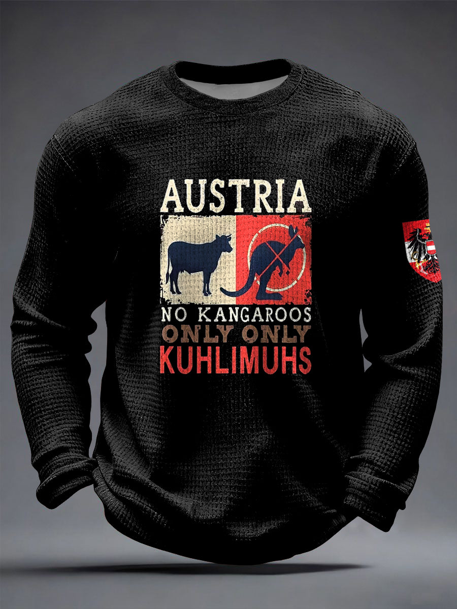 Retro österreich isches Lässiges Waffel gewebe T-Shirt