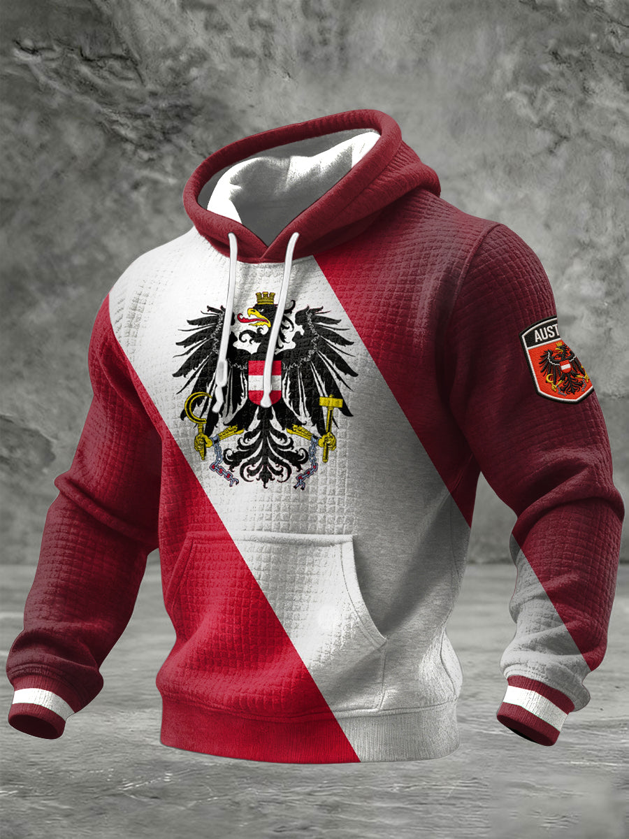 Vintage-gewaschene Österreich ische Flagge Patchwork Waffel Hoodie