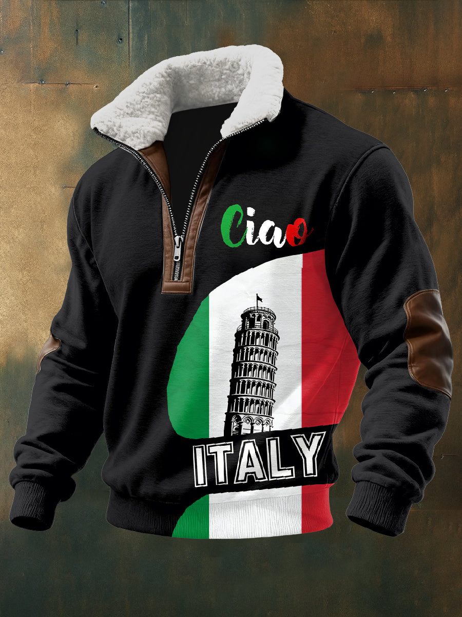 Langärmliges Sweatshirt mit Retro-italienischem Print