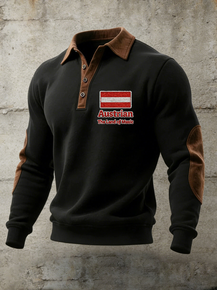 Langärmliges Polos hirt mit österreichi schem Retro-Print
