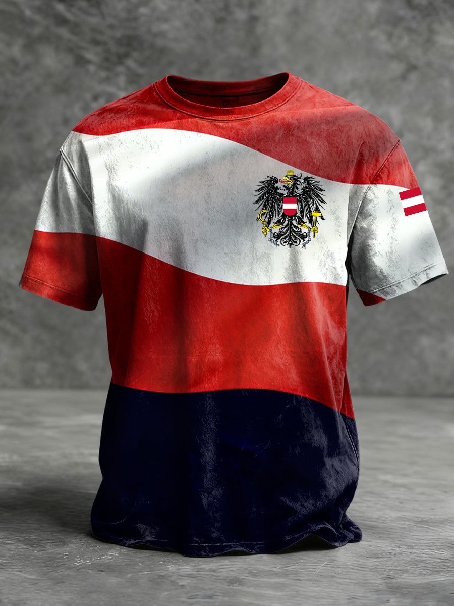 Retro österreich ische Flagge Emblem Casual T-Shirt