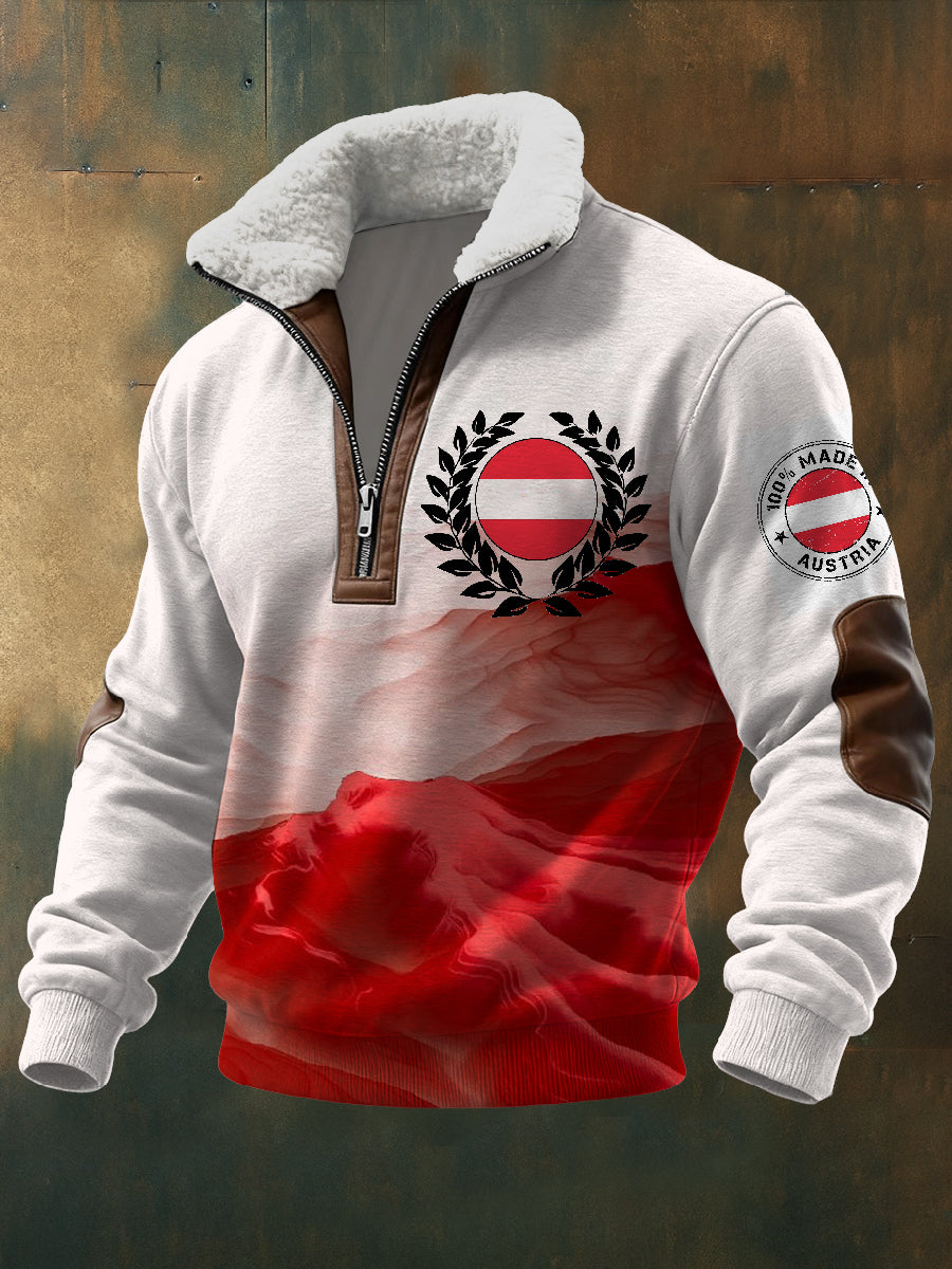 Retro Österreich Print Casual Langarm Sweatshirt