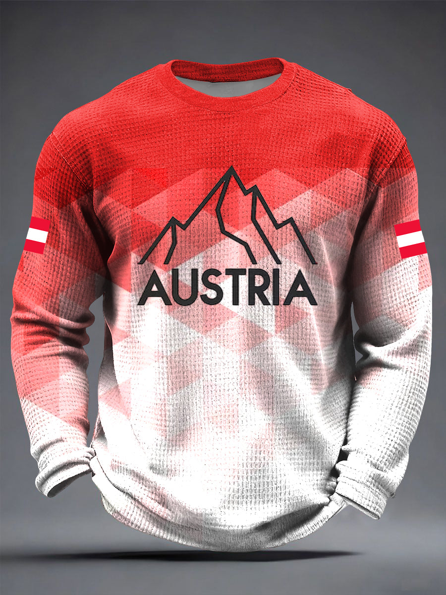 Retro österreich ische abstrakte Landschafts flagge Lässiges Waffel gewebe T-Shirt