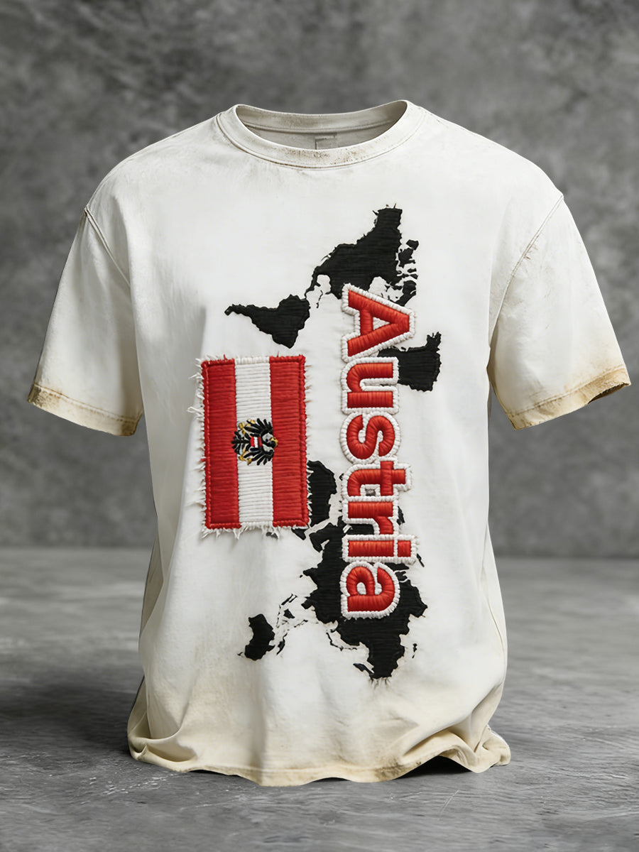 Vintage-Stil Distressed Österreich ische Flagge Karte Casual T-Shirt