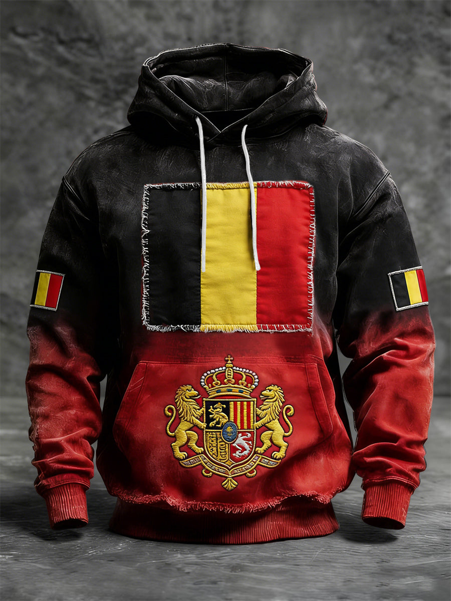 Retro belgische Flagge Steigung Casual Hoodie