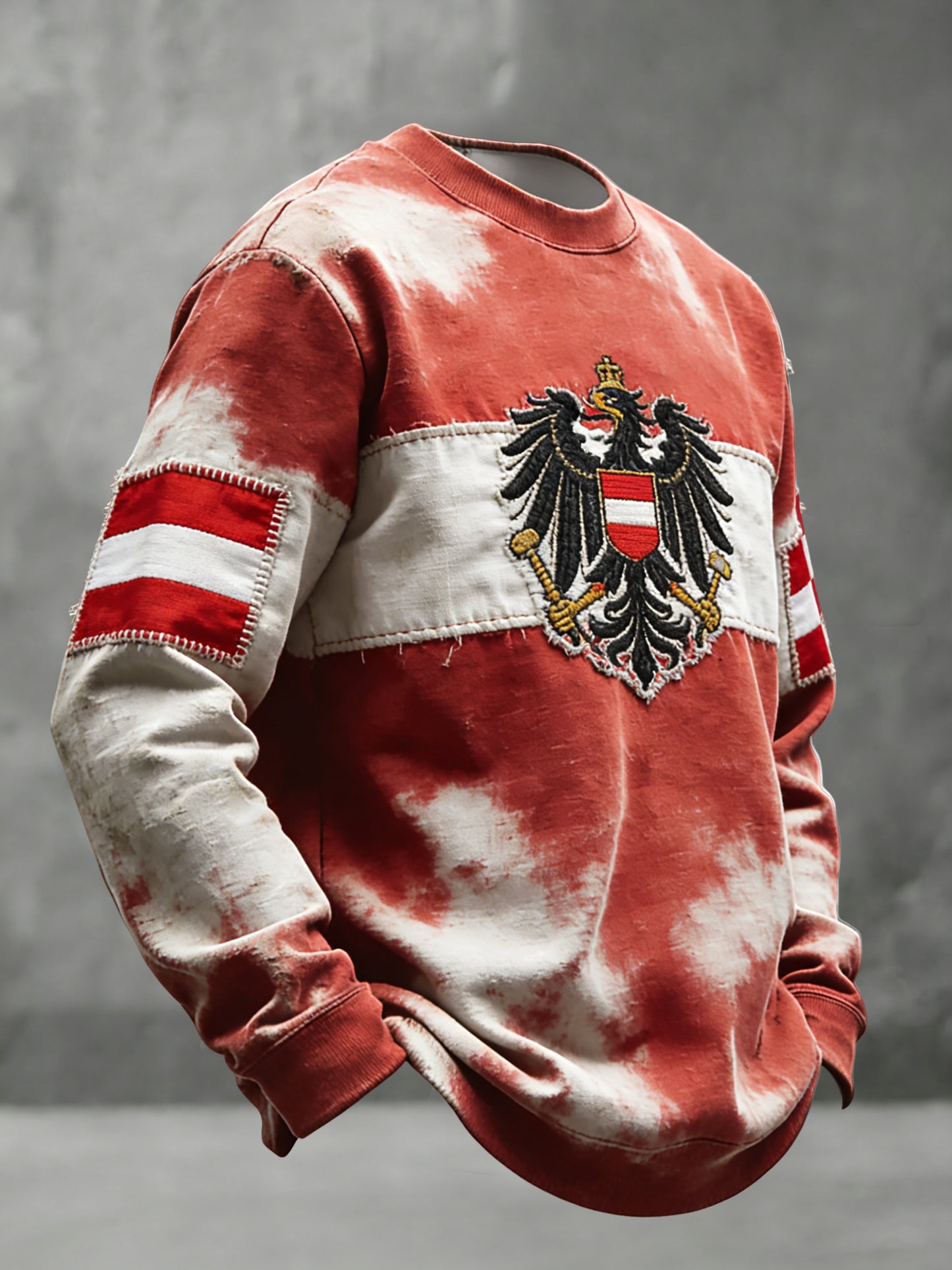 Retro österreich isches Tie-Dye Emblem Casual Crewneck Sweatshirt