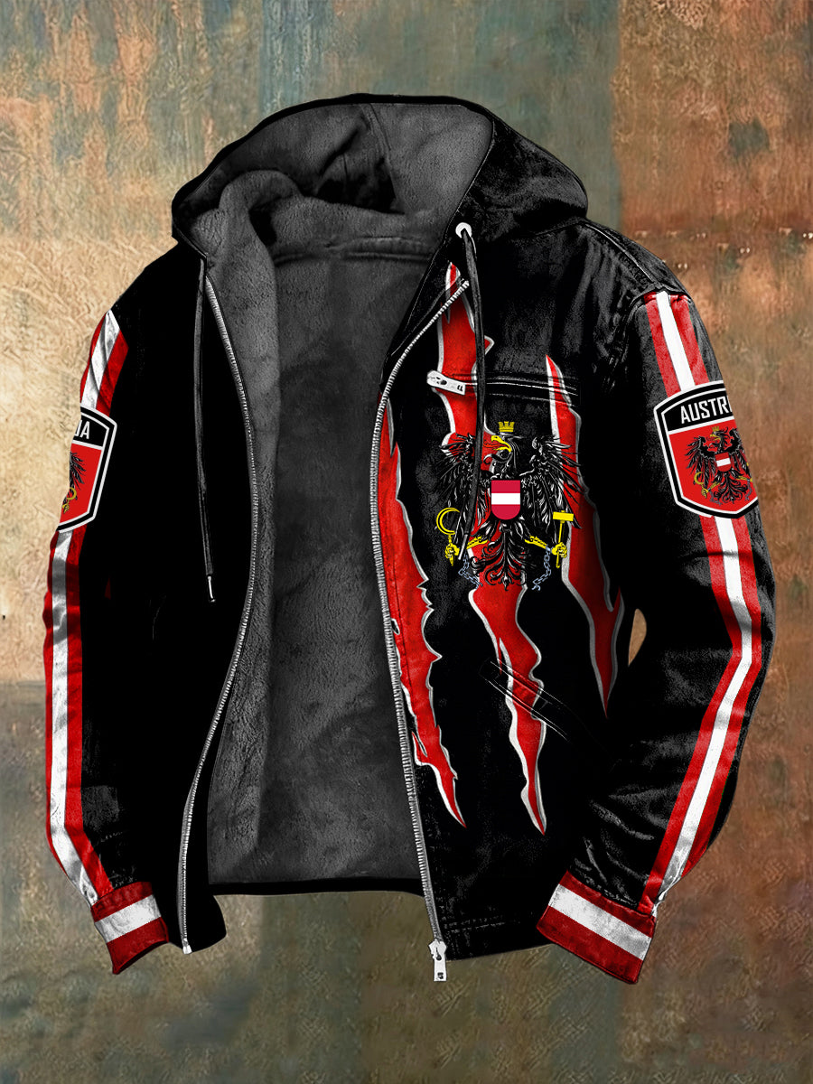 Retro Österreich ische Crest Crack Fleece-Kapuzen jacke