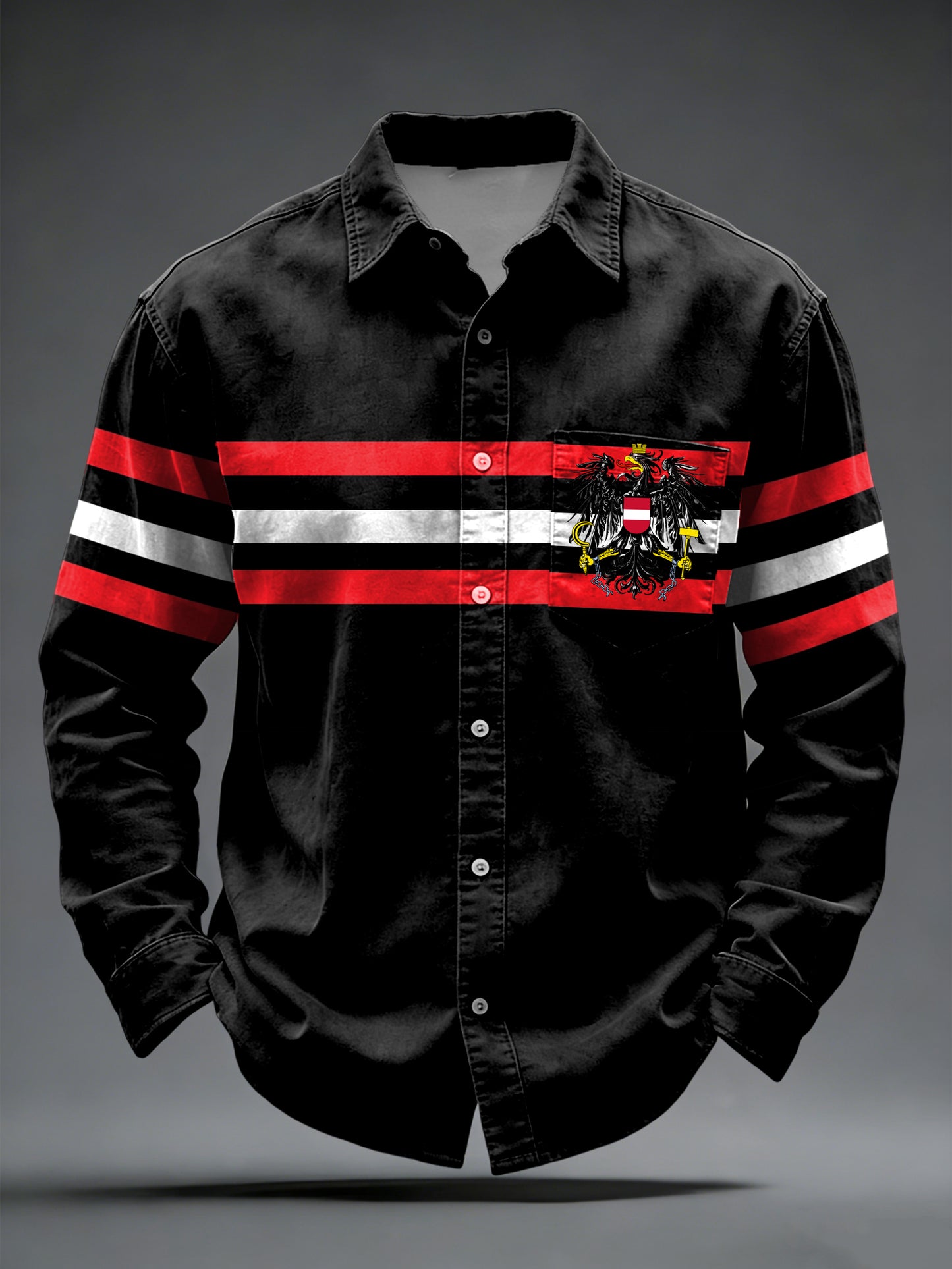 Retro Österreich ische Flagge Emblem Casual Shirt
