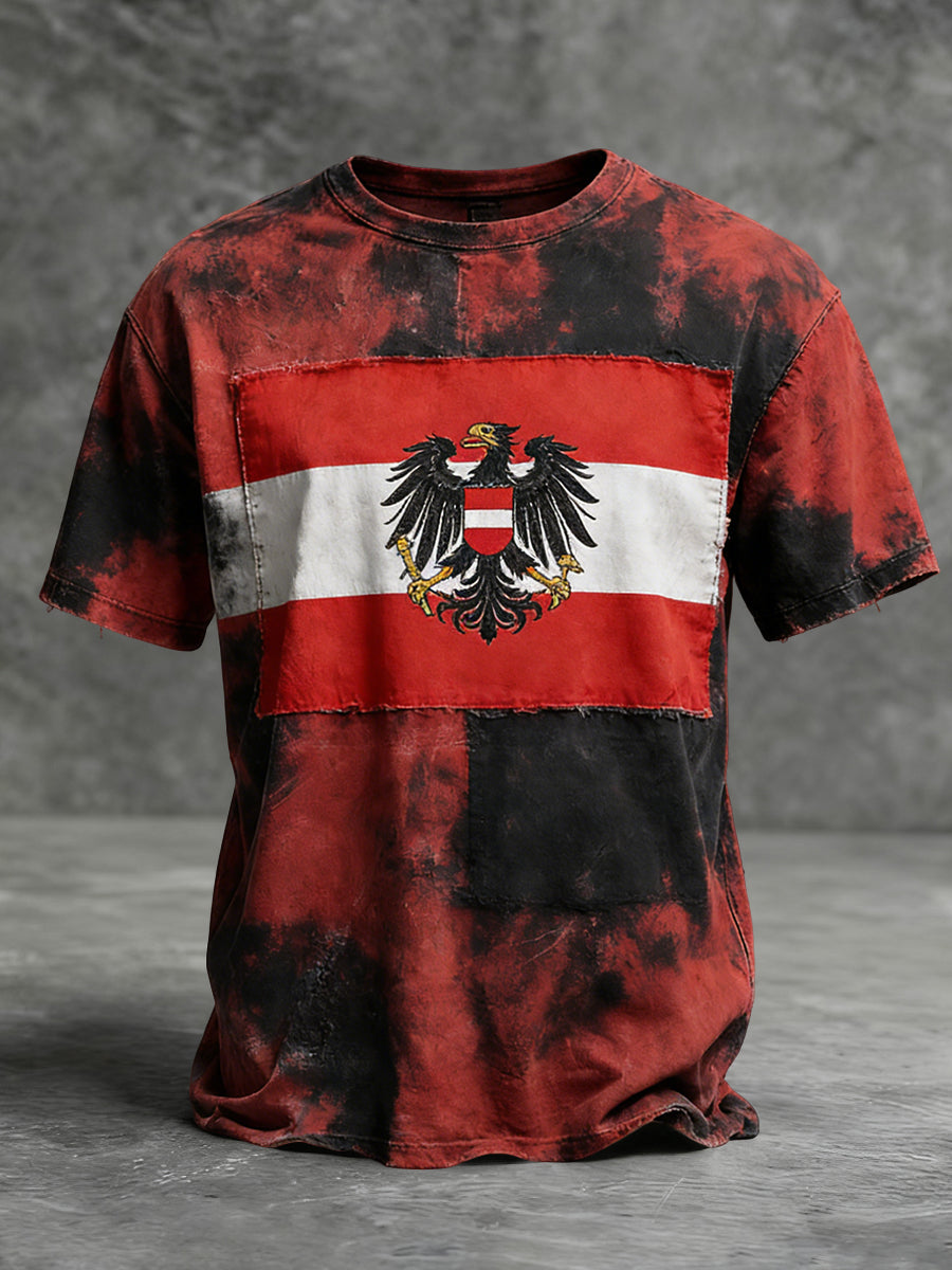 Retro Österreich ische Flagge Emblem Gradient Casual T-Shirt