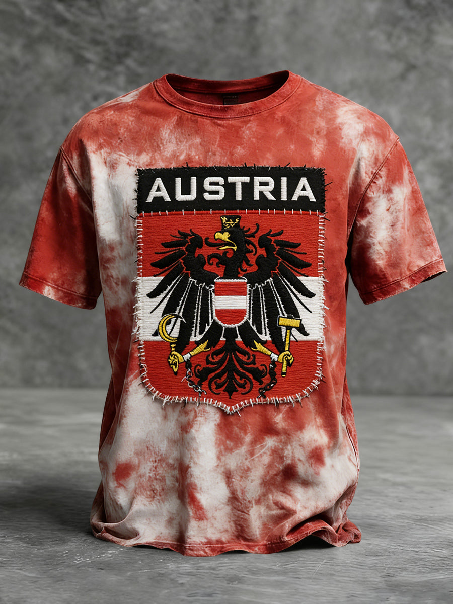 Vintage-Stil Distressed Österreich ische Flagge Emblem Casual T-Shirt