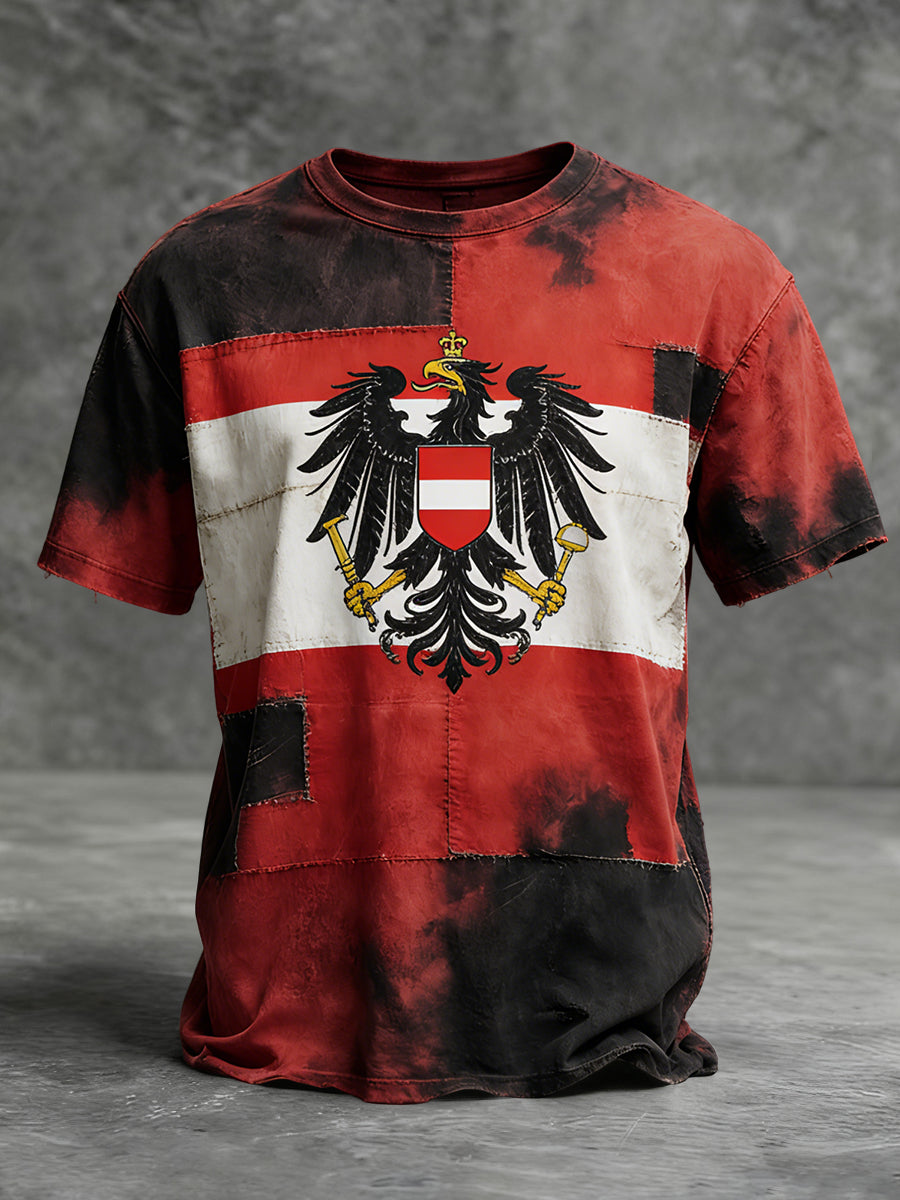 Retro Österreich ische Flagge Patch Casual T-Shirt