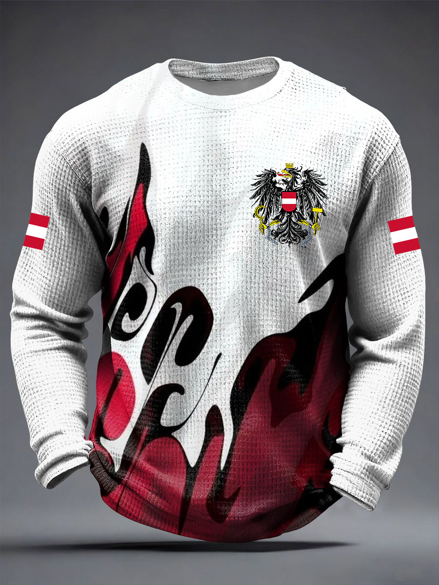 Retro österreich isches Emblem Abstrakte Linie Waffel gewebe T-Shirt
