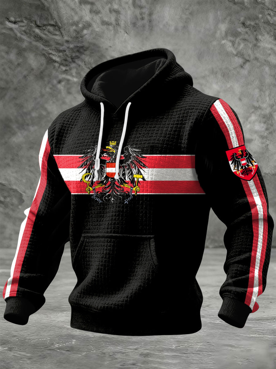 Retro Österreich ische Flagge Patch Casual Waffel Hoodie