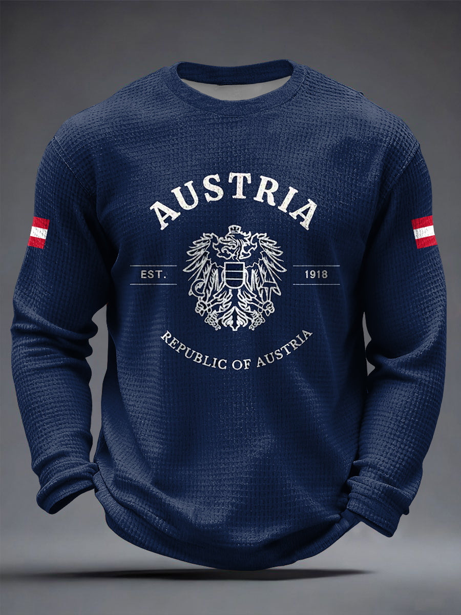 Retro Österreich ische Republik Flagge Lässiges Waffel gewebe T-Shirt