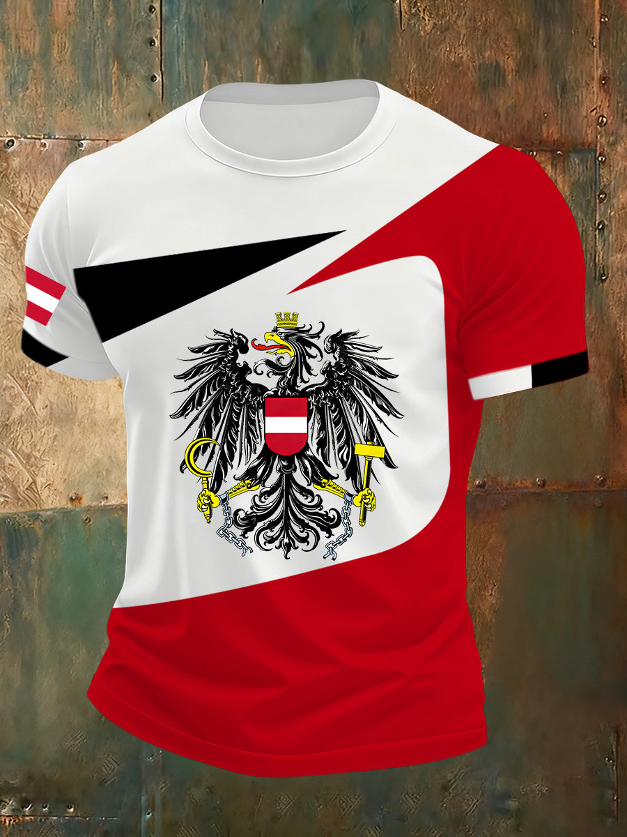 Bequemes Herren-T-Shirt mit österreichi schem Flaggen druck