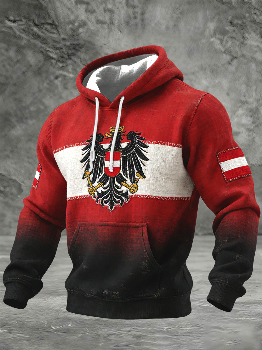 Retro österreich isches Emblem Gradient Casual Waffel Hoodie