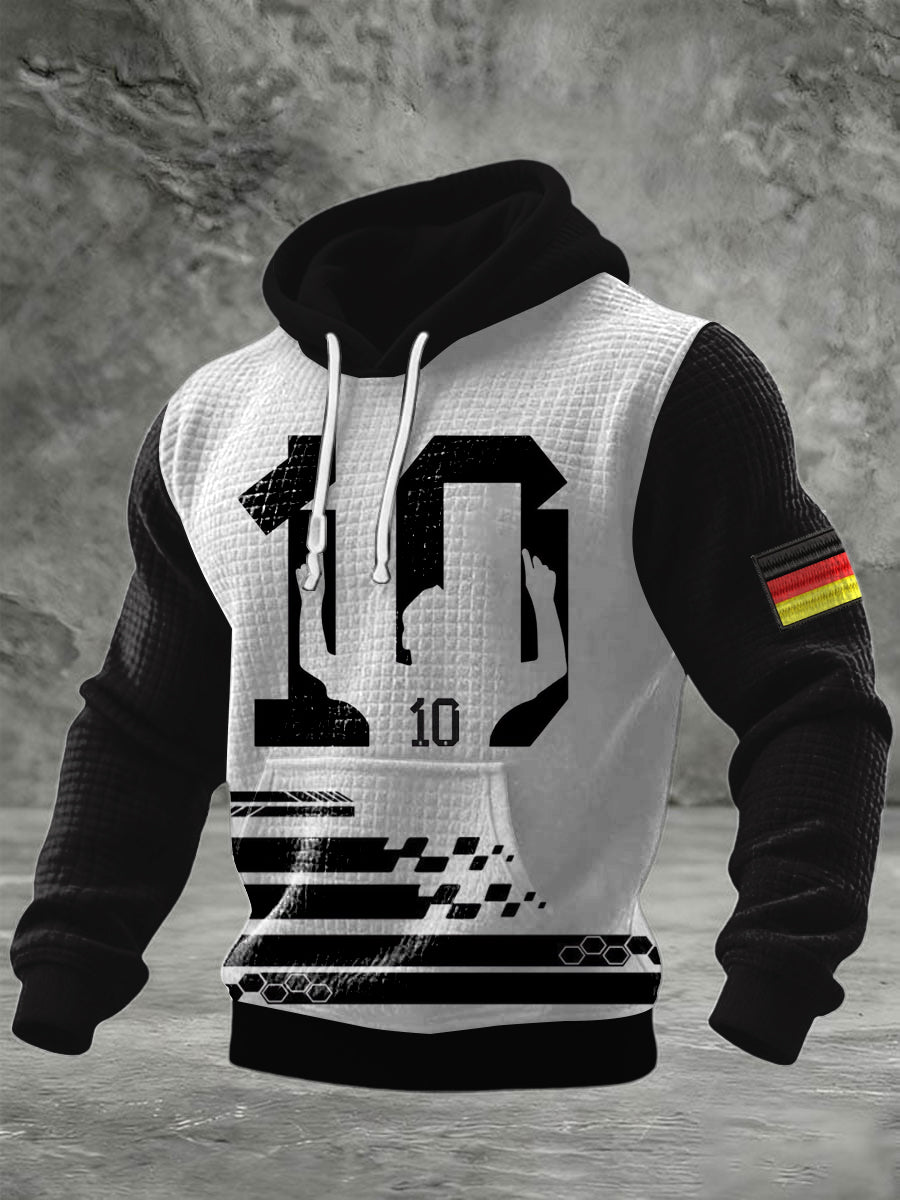 Moderner Herren Nummer 10 Deutschland Flagge Akzent Hoodie