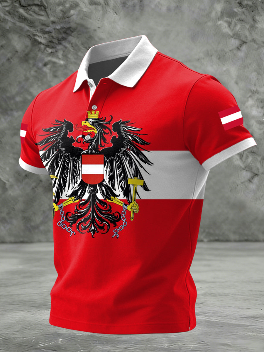 Retro österreich isches Patchwork-lässiges Polo-Shirt