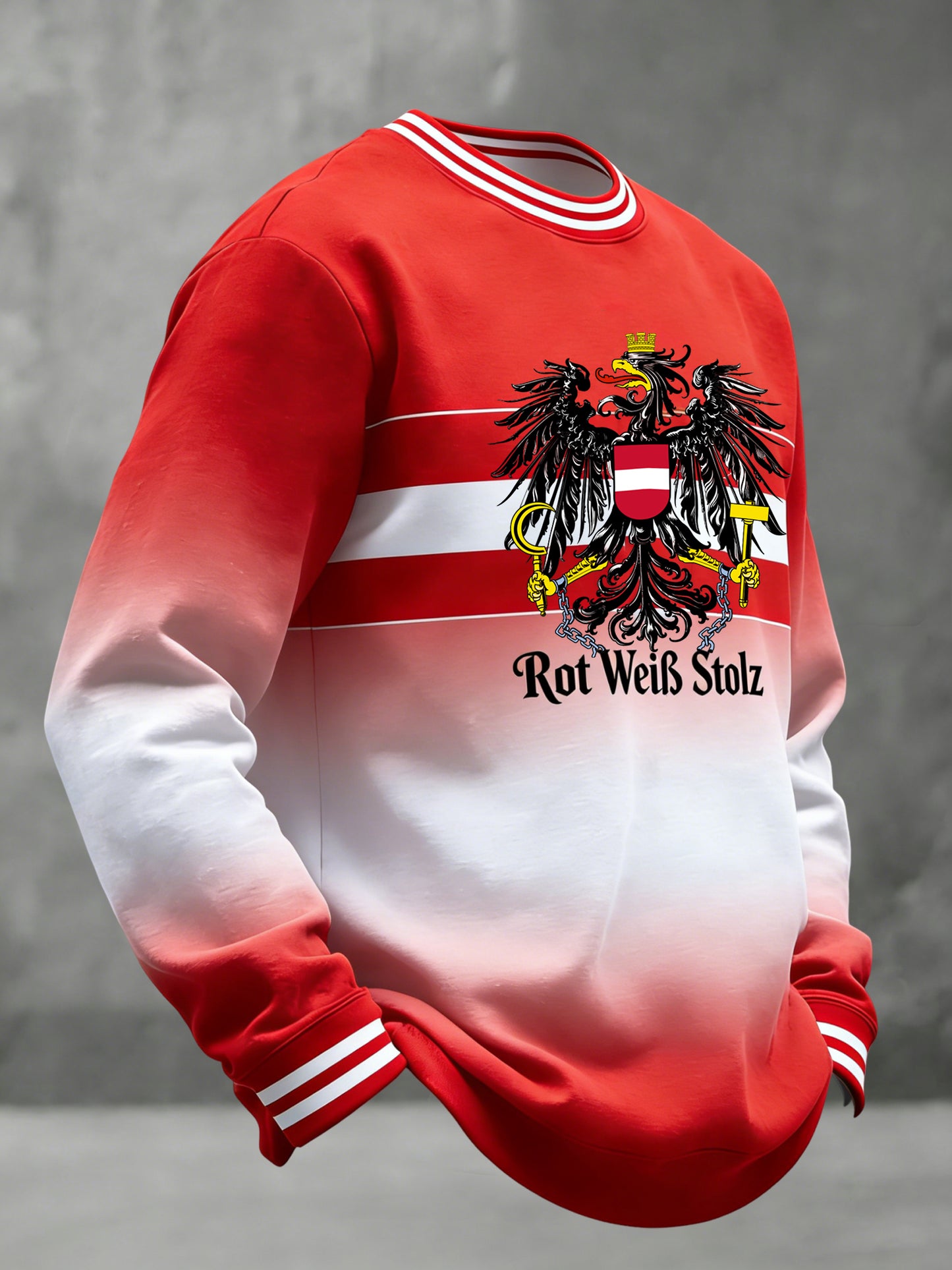 Österreich 2026 WM-Flagge Patchwork Casual Crewneck Sweatshirt