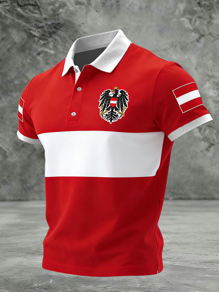 Retro Österreich ische Flagge Emblem Patch Business Polo Shirt