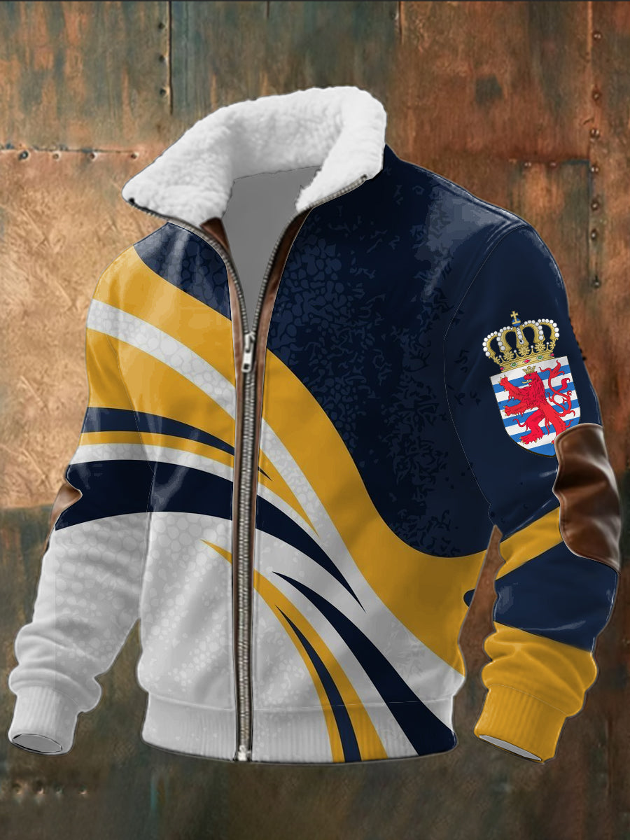 Herren Bold Gelb & Marine Luxemburg Crest Zip Jacke