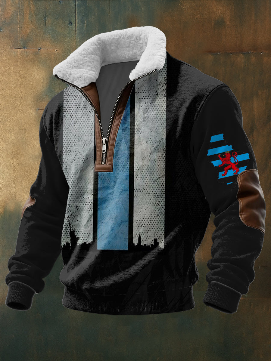 Herren's Urban Skyline Sherpa Hoodie unter dem Motto Luxemburg