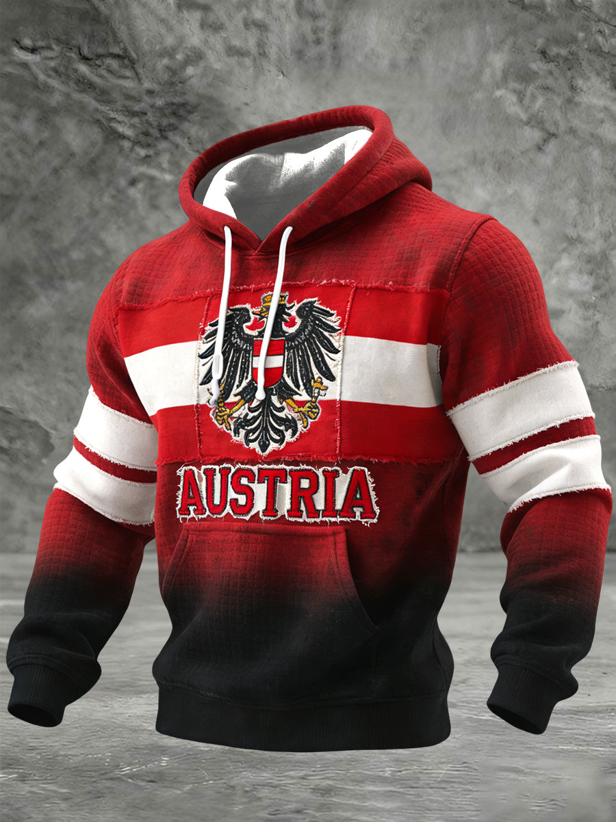 Retro Österreich ische Flagge Emblem Gradient Casual Waffel Hoodie