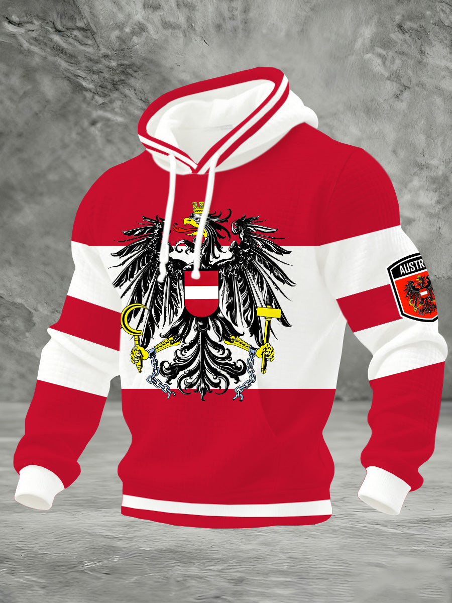 Herren-Kapuzen-Sweatshirt mit österreichi schem Flaggen druck
